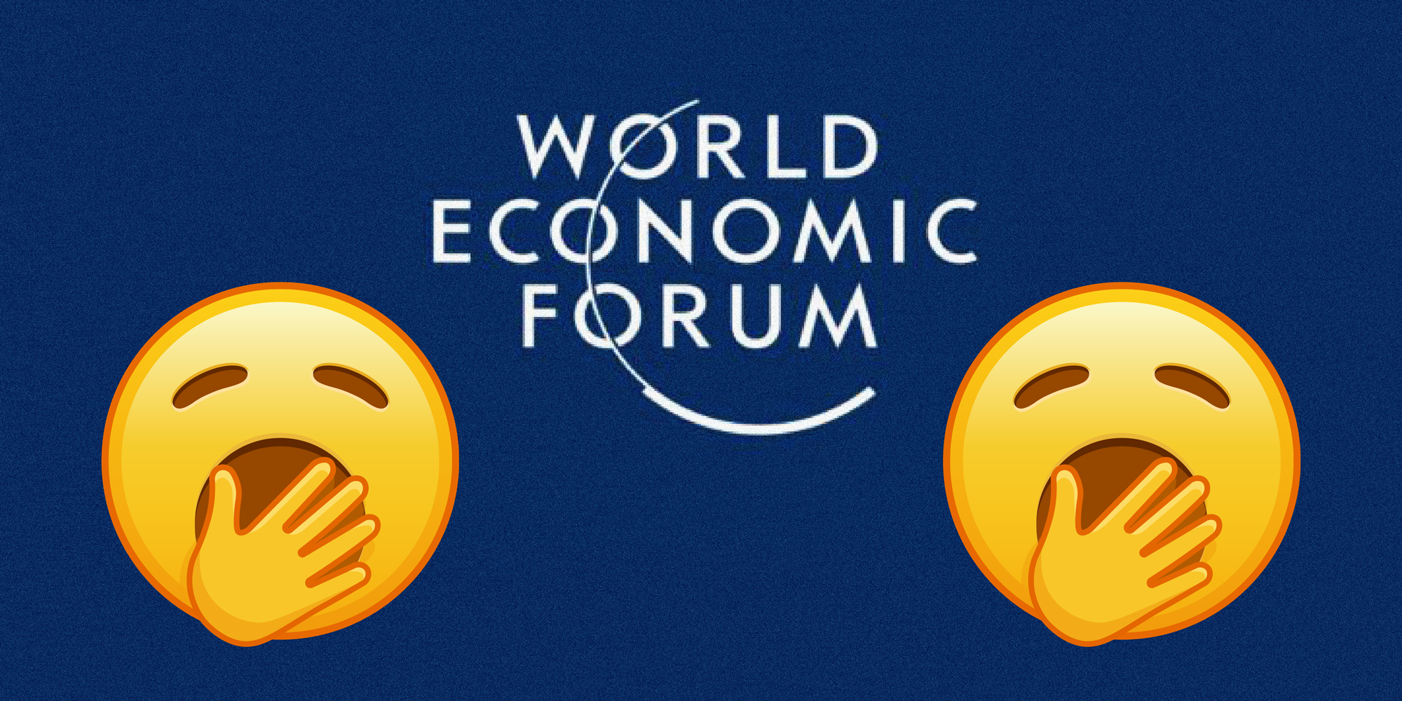 The logo of the World Economic Forum with two yawning emojis.
