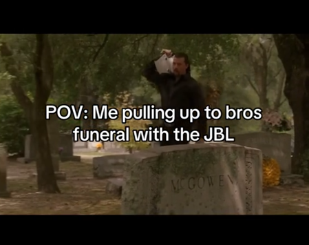 Fetty Wap JBL Speaker meme with a scene from Eastbound & Down.