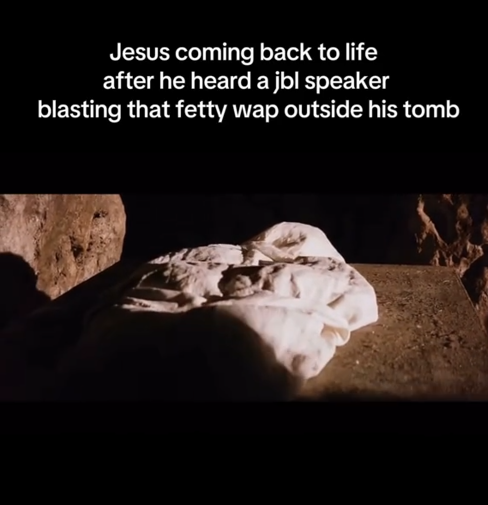 TikTok video showing a clip of the resurrection of Jesus.