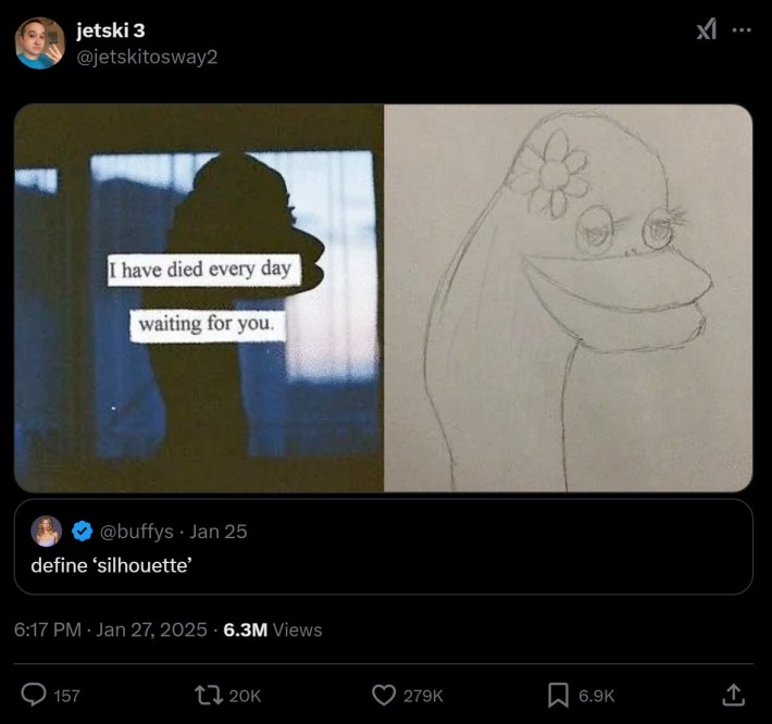 define silhouette i have died every day waiting meme