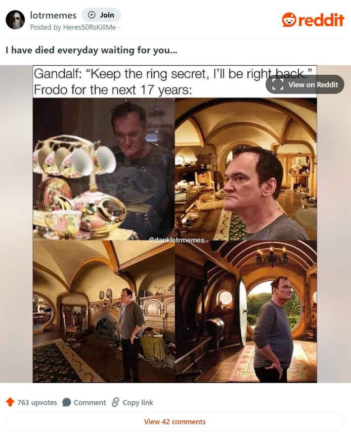 i have died every day waiting for you tarrantino meme