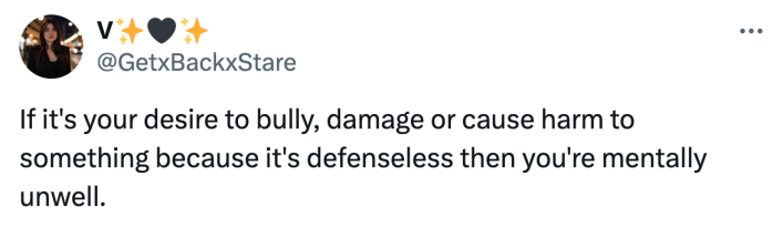 Reaction to Kai Cenat kicking a $70K robot on stream, text reads, "If it's your desire to bully, damage or cause harm to something because it's defenseless then you're mentally unwell."