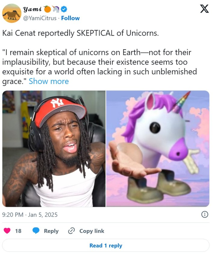 kai cenat reportedly skeptical of unicorns