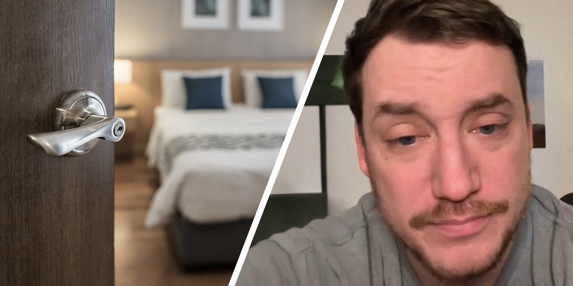 Bedroom Door opening(l) Man shares information on leaving doors open(r)