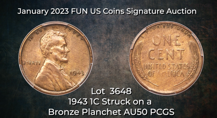 Image of the front and back of a rare copper 1943 Lincoln wheat penny.