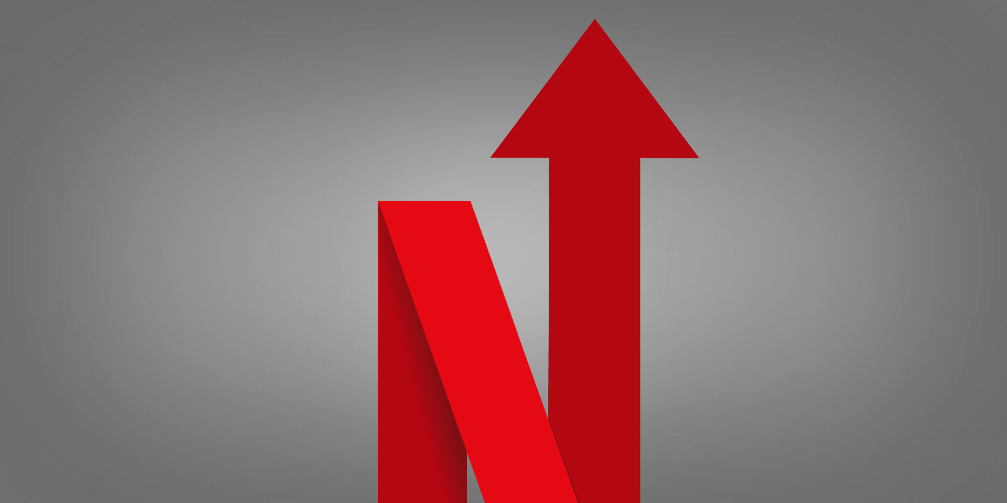 the netflix logo with one end an arrow that is going up.