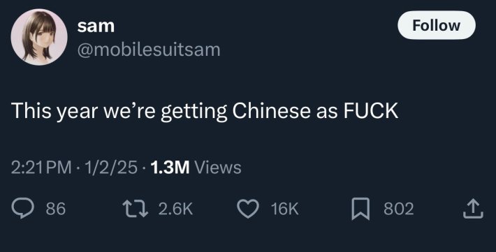 RedNote meme, text reads, "This year we're getting Chinese as F*CK"