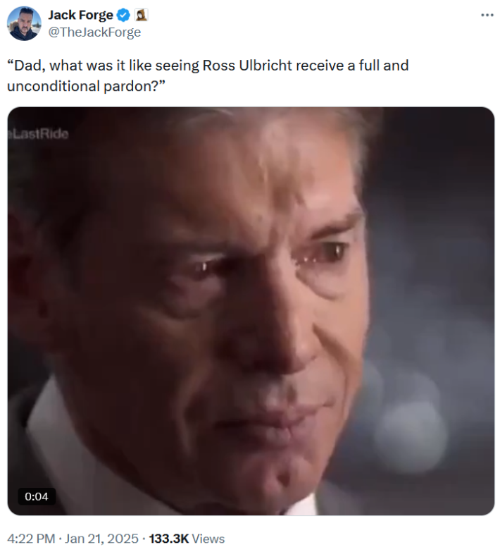 Tweet with a gif of a man tearing up.