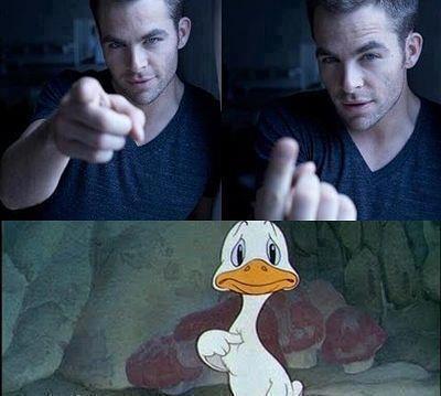 chris pine pointing
