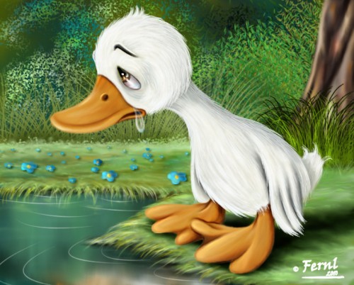sad duckling painting