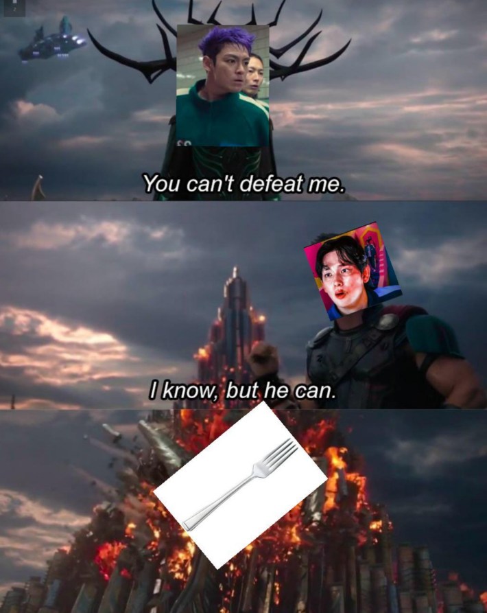 you can't defeat me, i know but he can squid games