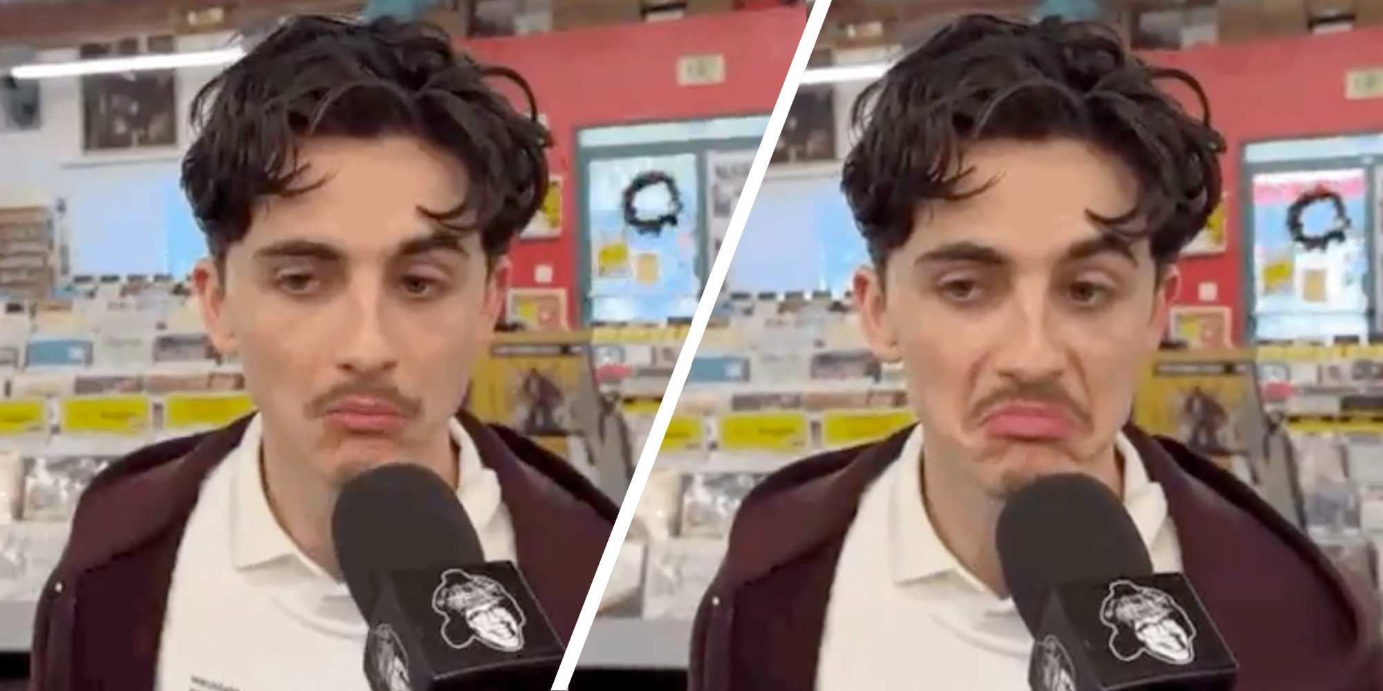 Timothee Chalamet two split face reaction