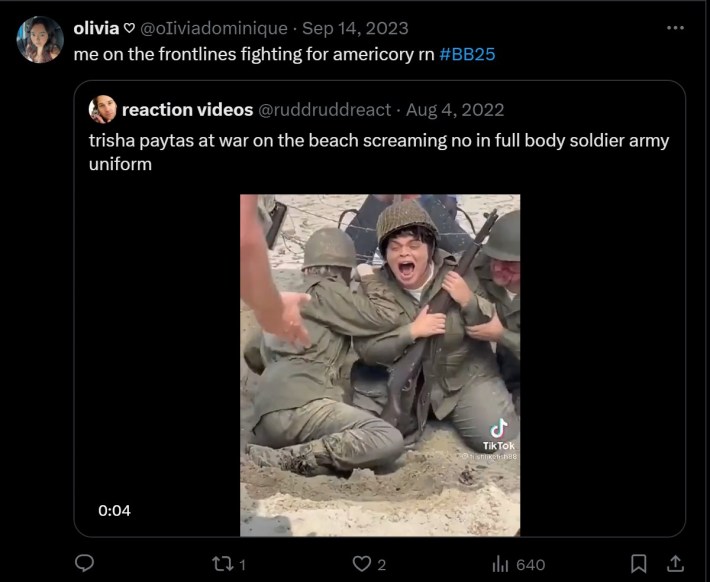 trisha paytas war meme "me on the frontlines fighting for americory rn #BB25"