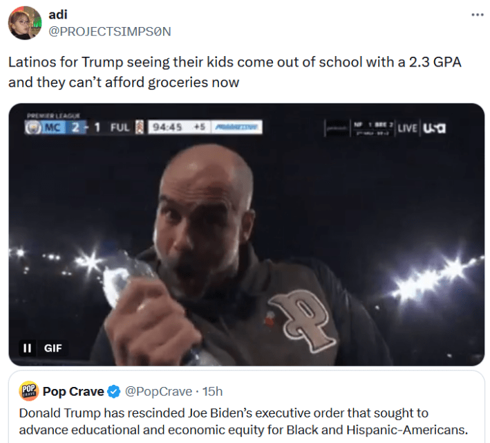 Trump executive order meme with a gif of a man yelling and gripping a water bottle.