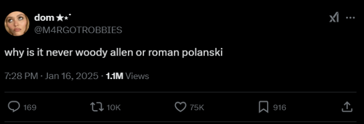 X post discussing David Lynch's death