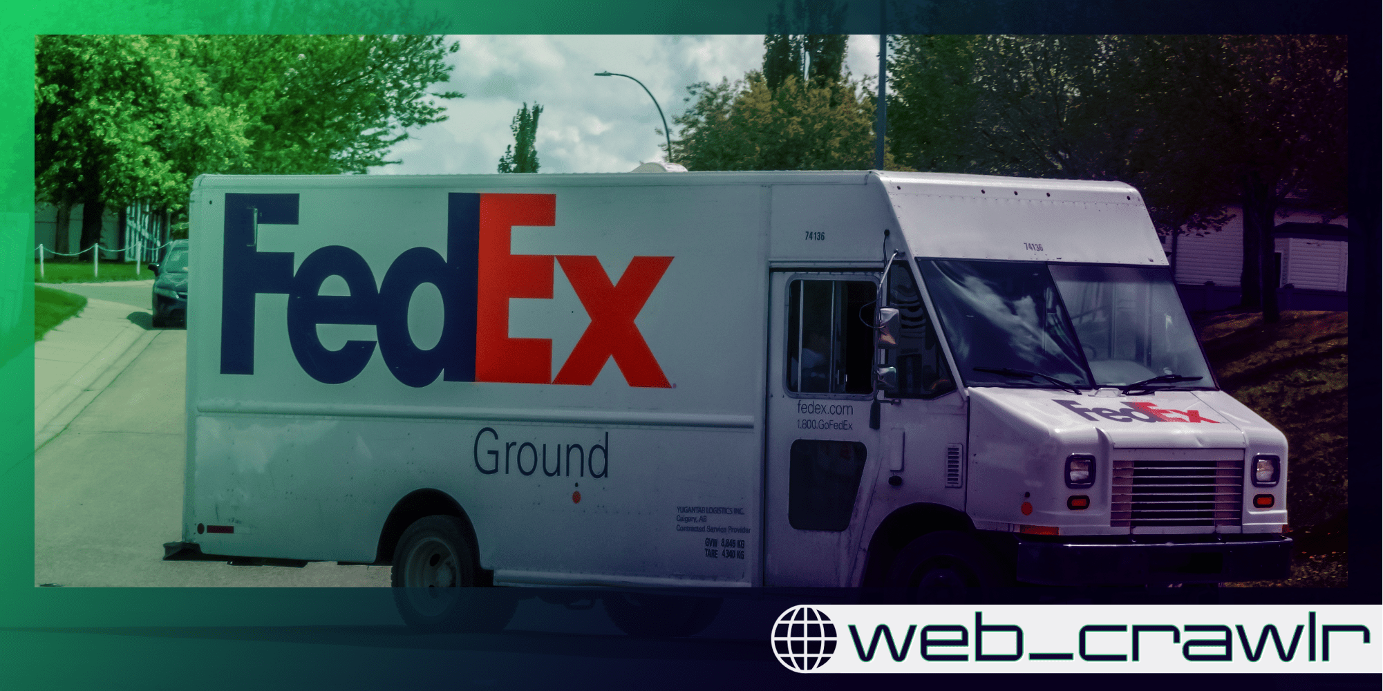 A FedEx truck.. The Daily Dot newsletter web_crawlr logo is in the bottom right corner.