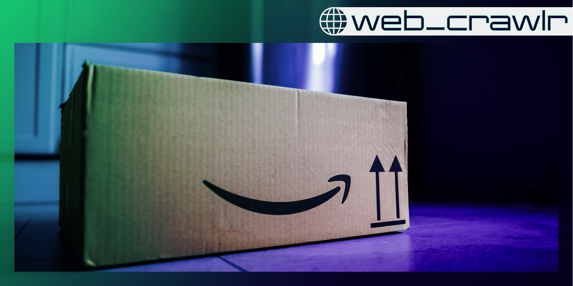 An Amazon package. The Daily Dot newsletter web_crawlr logo is in the top right corner.