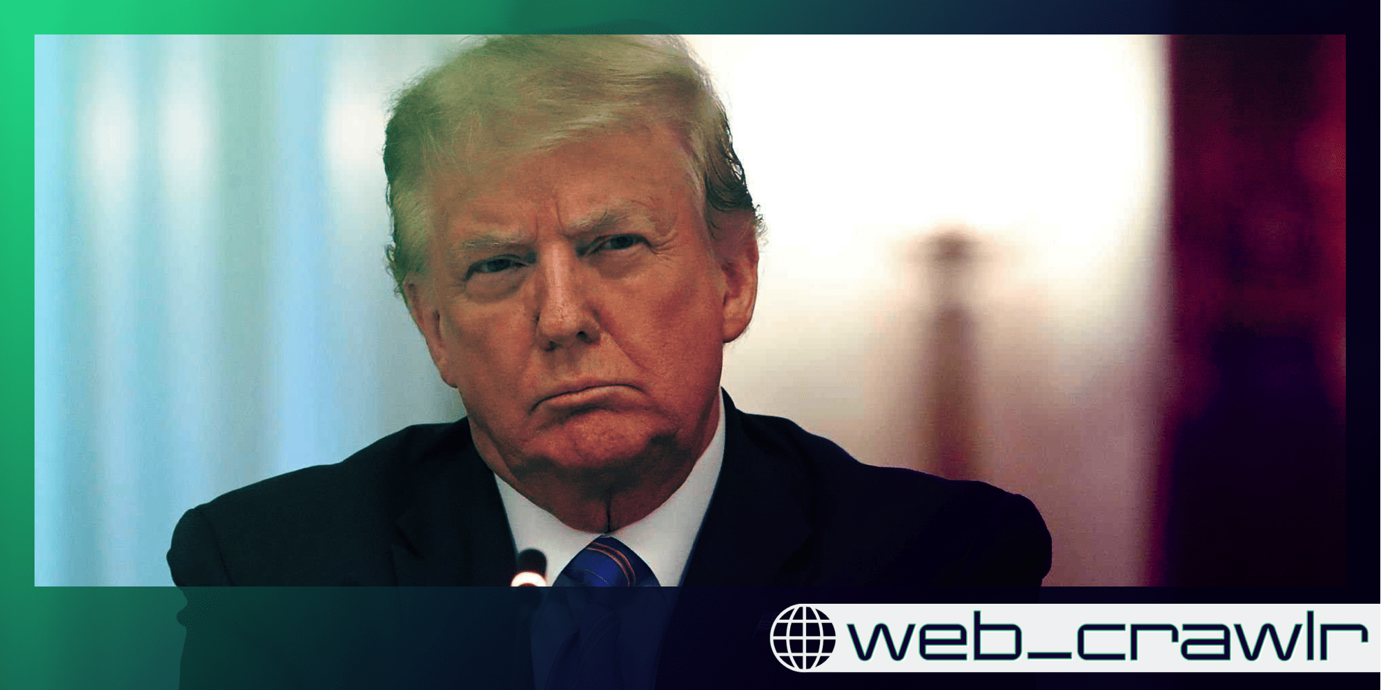 Donald Trump scowling. The Daily Dot newsletter web_crawlr logo is in the bottom right corner.