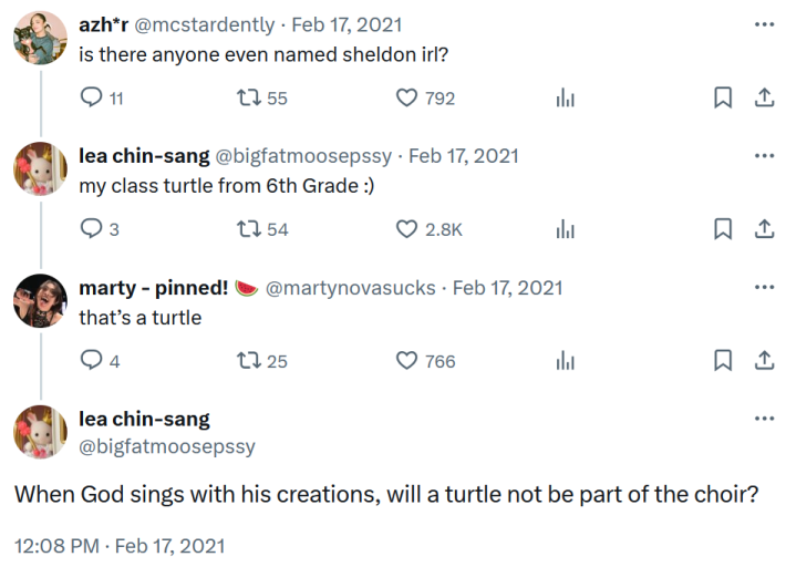 Original X conversation with the "when god sings with his creations" meme.