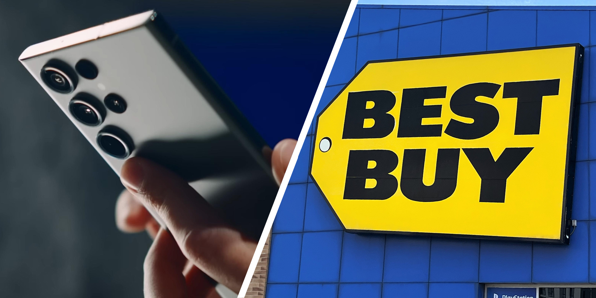 Samsung phone(L), Best Buy(r)