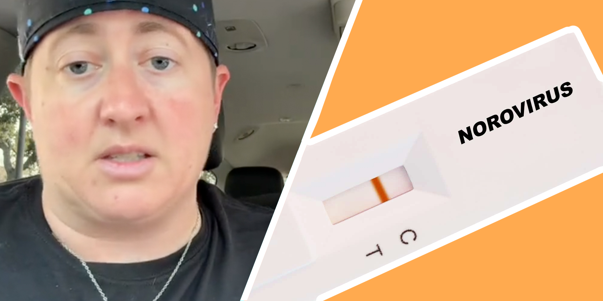 Doctor talking(l), Positive Norovirus test(r)