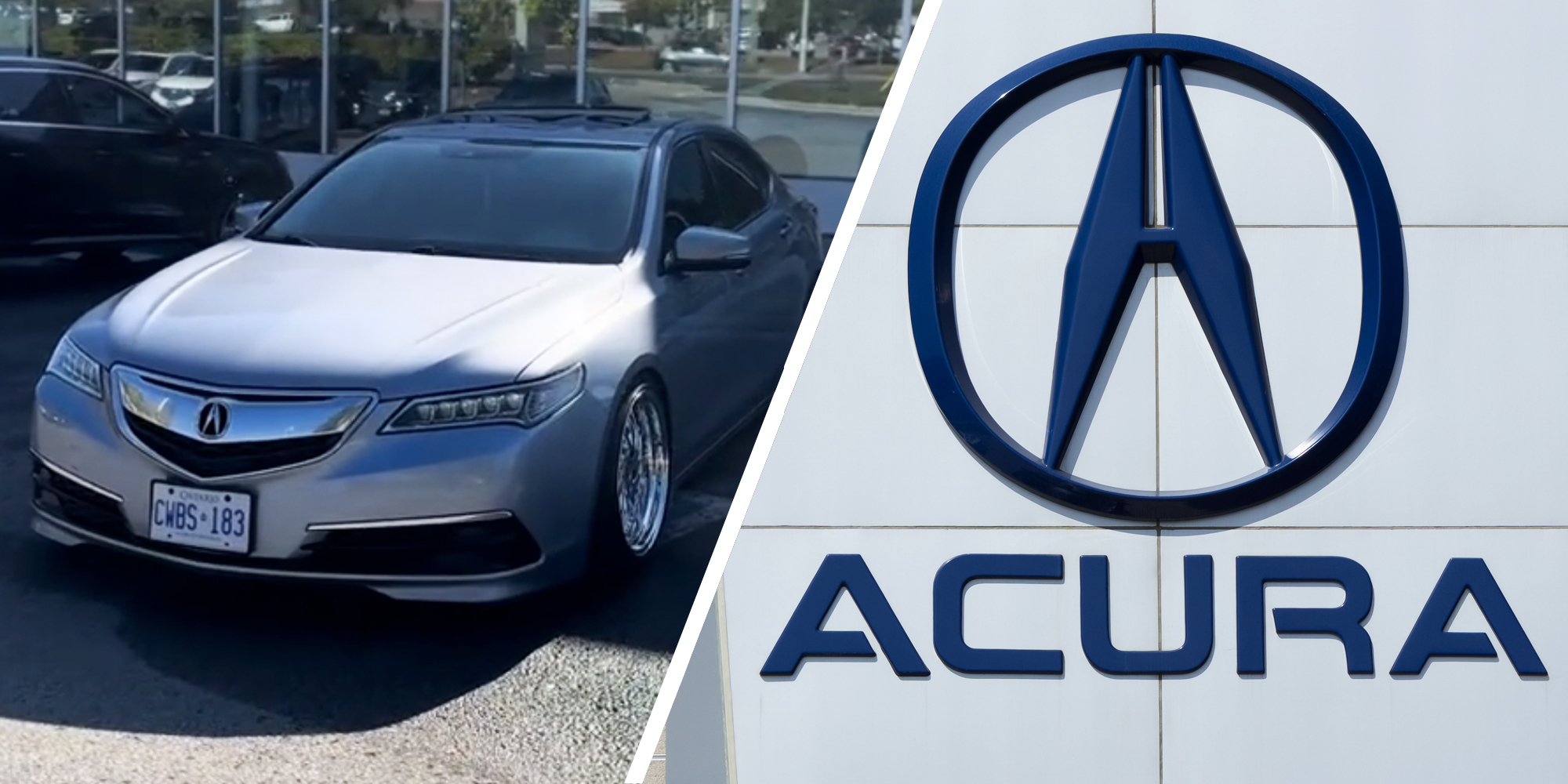 Acura sedan(l), Acura logo(r)