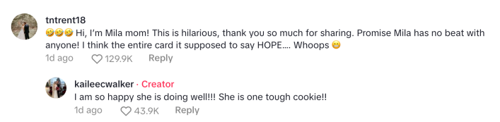 Mila's family response