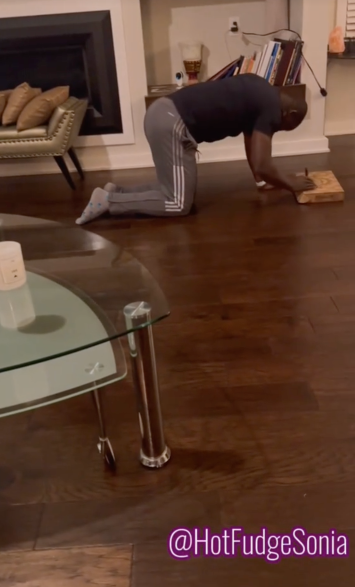 Dad laughing in the corner