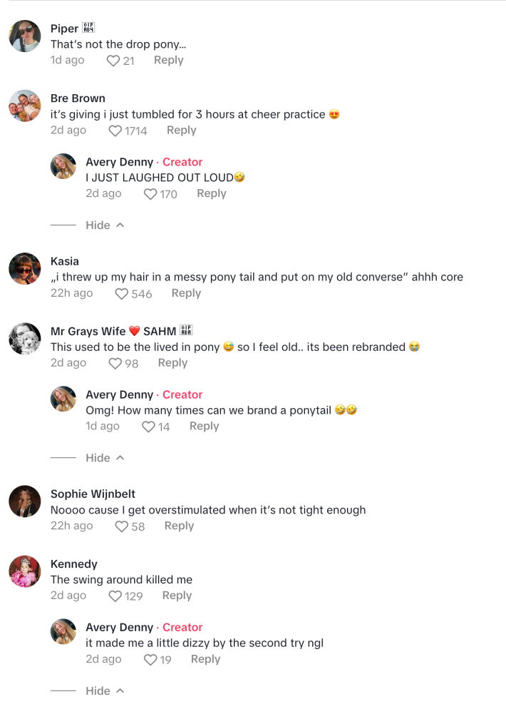 Responses to drop pony trend from millennials