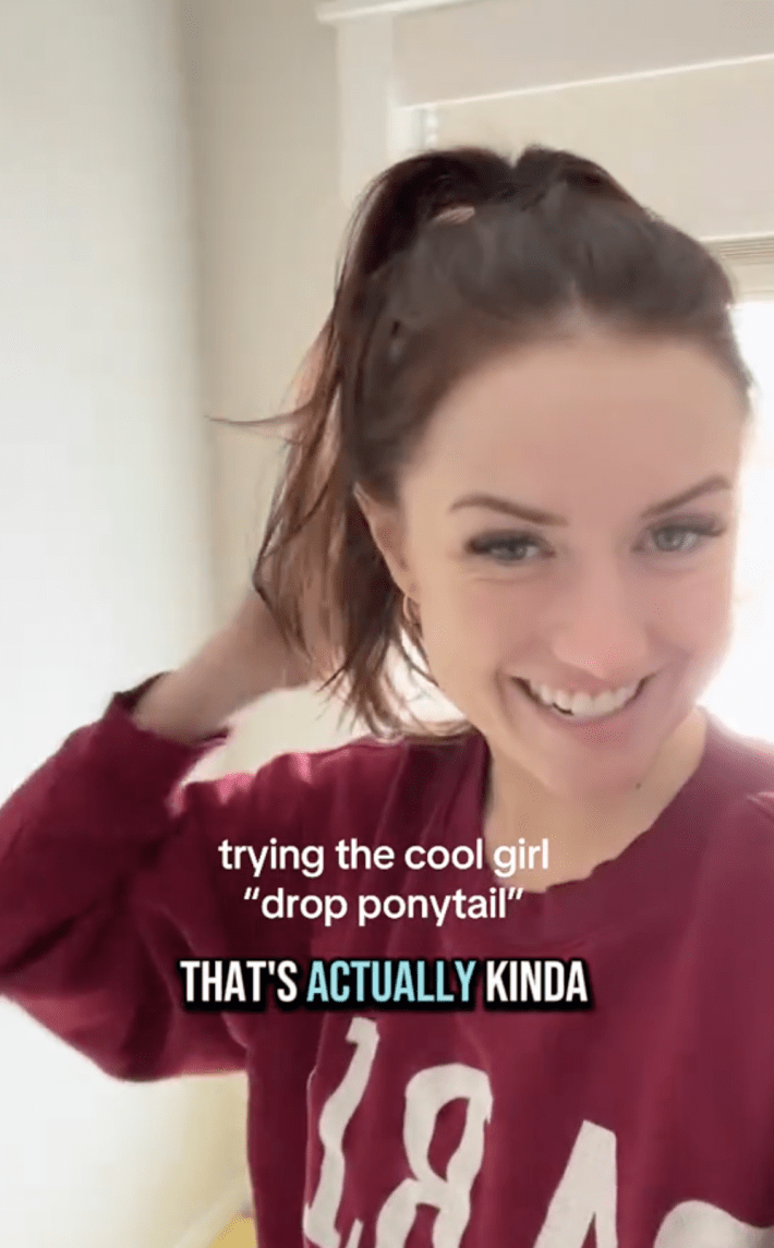 The end result of a step by step drop pony look