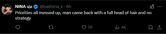 Screenshot from X post discussing travis kelce hair transplant