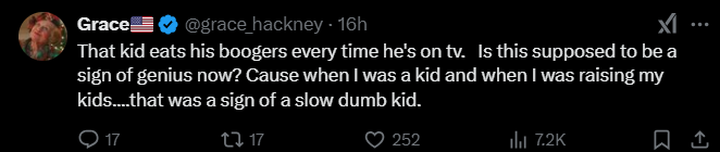 Screenshot from X discussing elon musk son in oval office