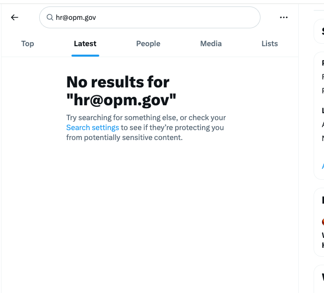blocked searches for elon musk's hr opm email