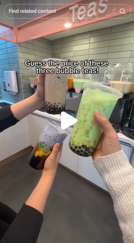 Screenshot of different boba cups