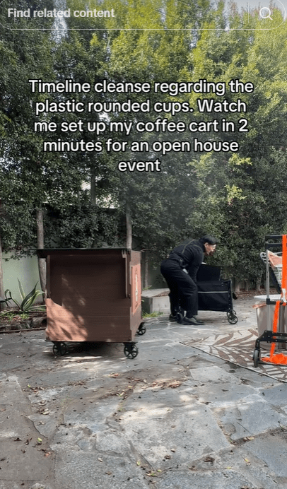 Screenshot of a TikTok video of a coffee cart