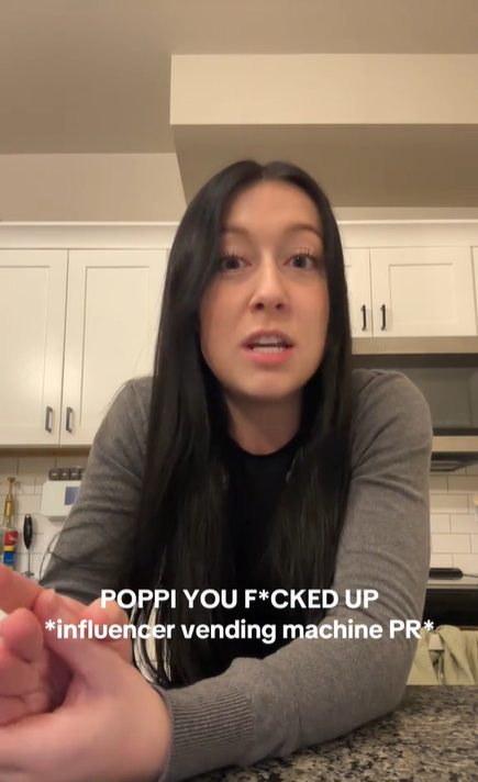 Screenshot from TikTok video about poppi soda vending machine