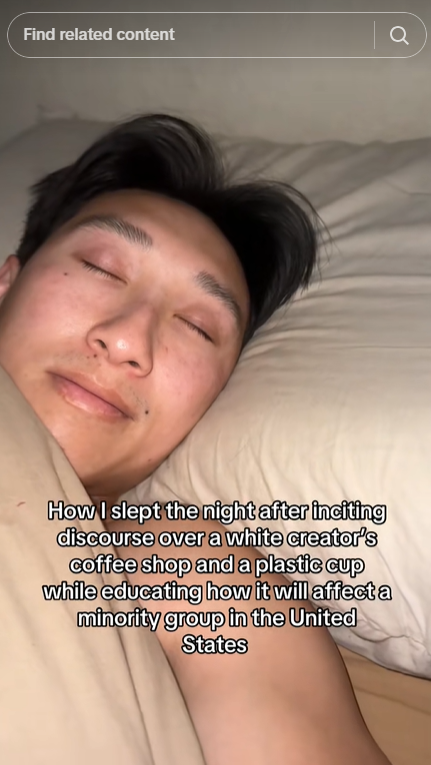 Screenshot of a TikTok video discussing chamberlain coffee whitewashing