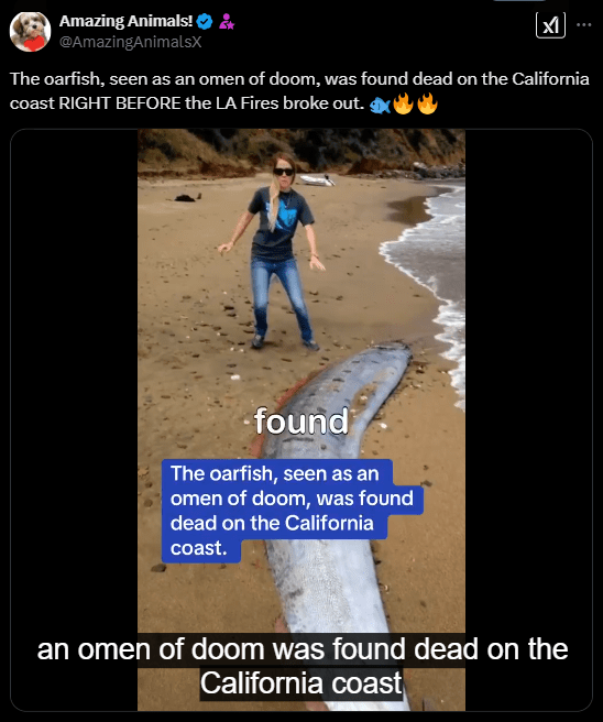 Screenshot of an X post discussing the doomsday fish