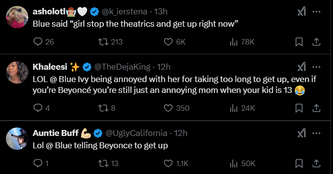 Screenshot of X comments discussing beyonce grammys meme