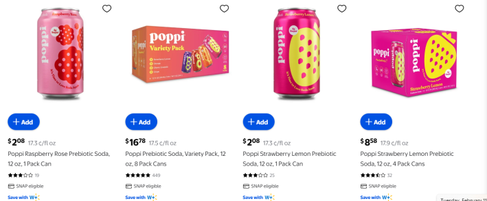 Screenshot of Poppi cans and prices