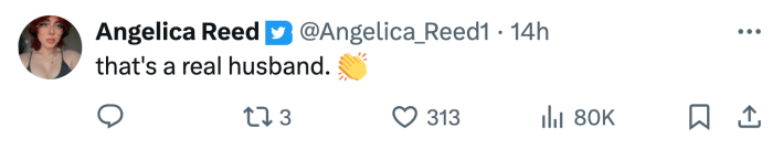 Reaction to Alexis Ohanian's clapback, text reads, "that's a real husband. (clap emoji)"