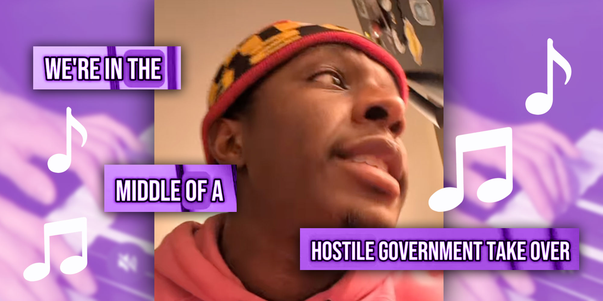 Screenshot of Instagram user @agiftfromTodd over two screenshots from @veryveryVinny's reel with the caption "We're in The / Middle of A / Hostile Government Take Over"