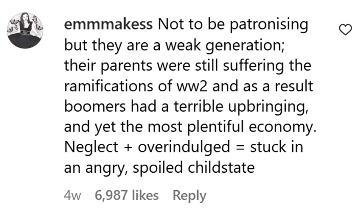 Boomer panic comment.