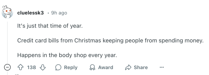 It's just that time of year comment