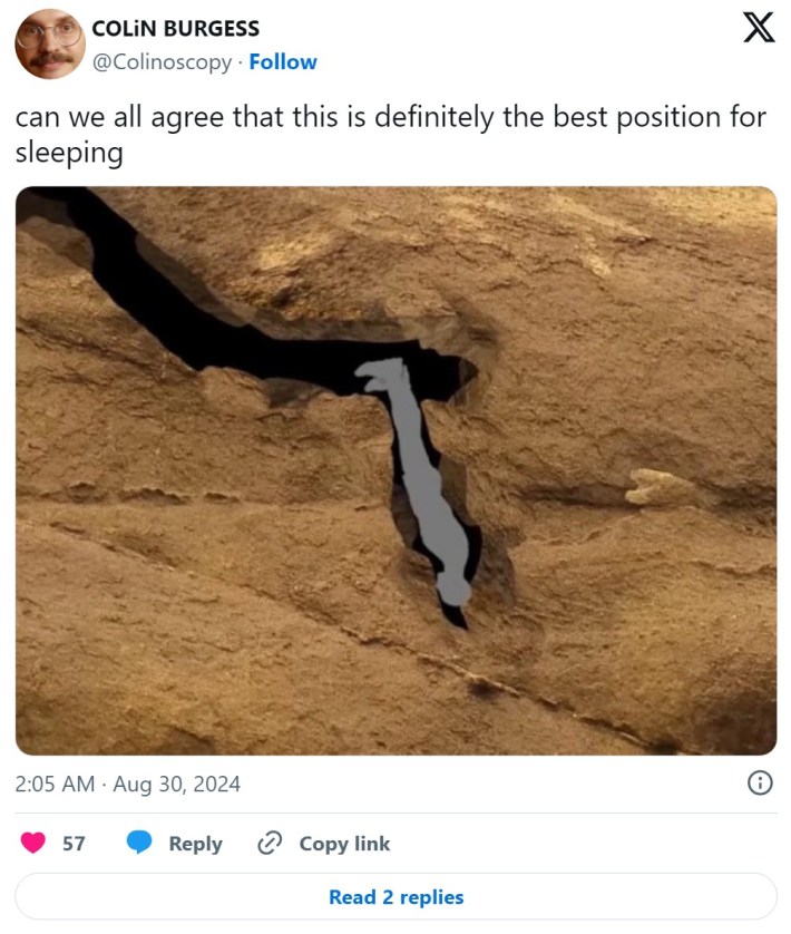 "can we all agree that this is definitely the best position for sleeping" cave diver meme
