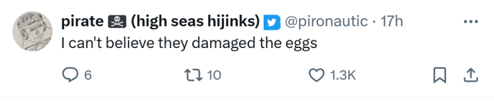 Response to people egging Cybertrucks in Brooklyn. Text reads, "I can't believe they damaged the eggs"