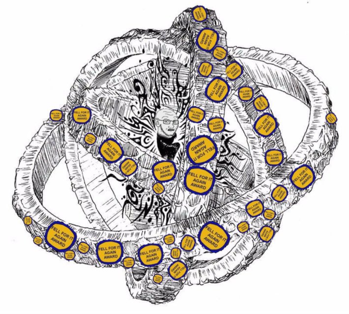 Biblically accurate fell for it again award meme.