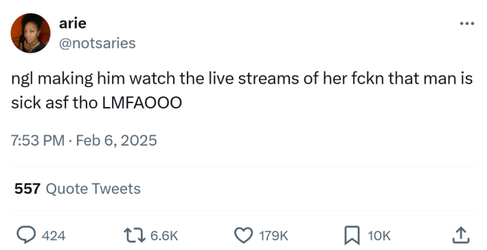 Tweet reaction to the Montoya Por Favor meme. Text reads, "ngl making him watch the live streams of her fckn that man is sick asf tho LMFAOOO"