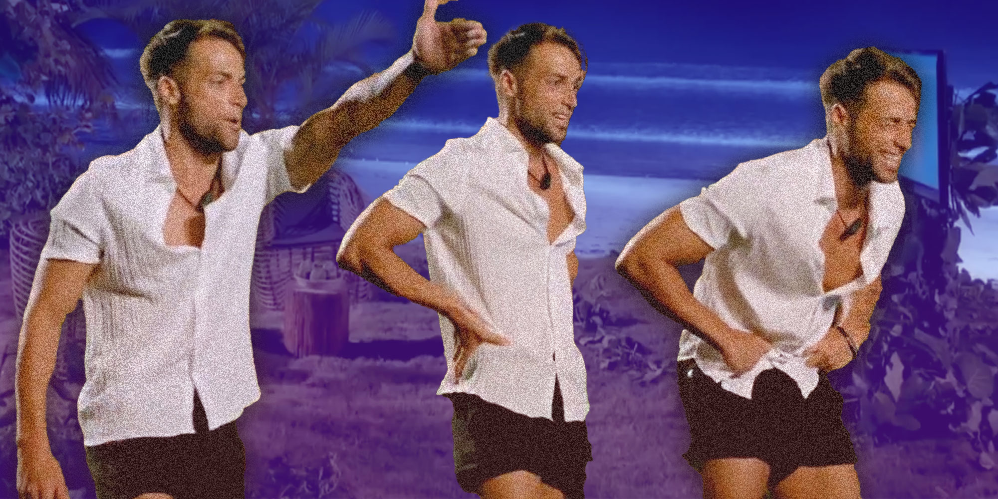 Screenshots of Montoya from the viral Temptation Island clip