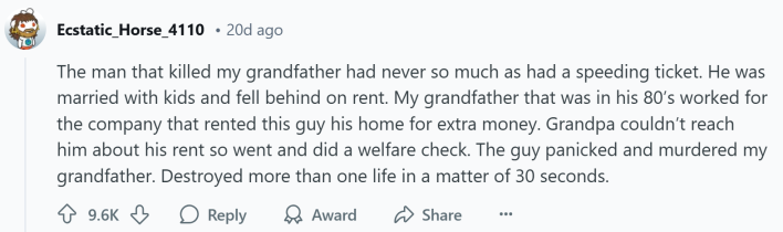 Response to a Reddit post about people who ruined their lives or others' in mere moments.